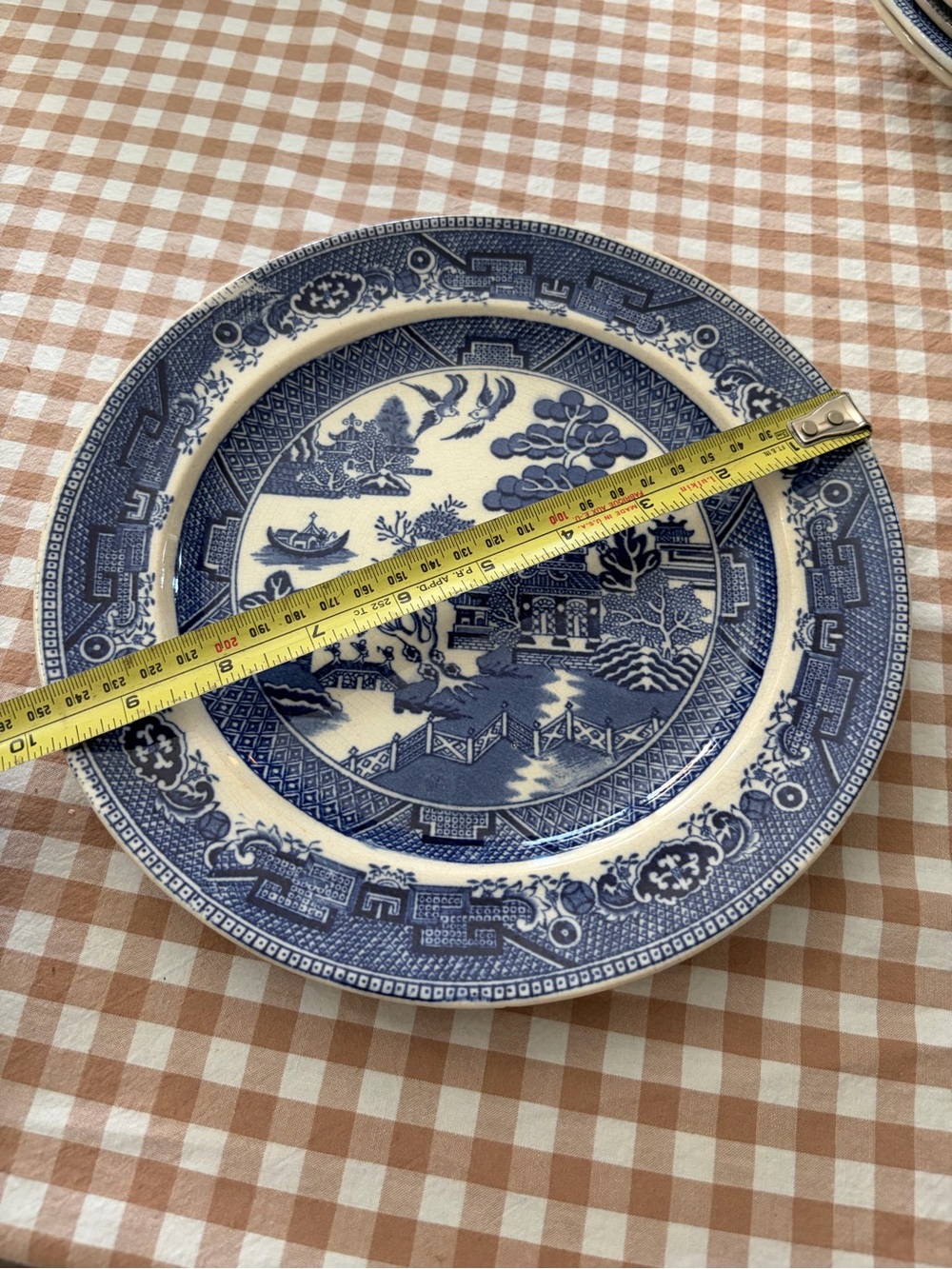 Vintage Blue Willow Ceramic Dinner Plate - Blue